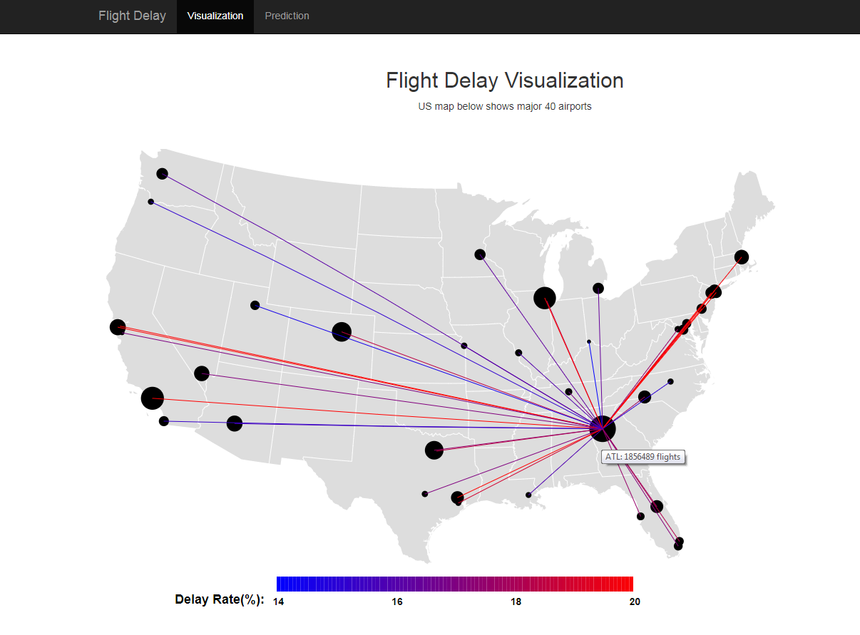 Flight delay rate map